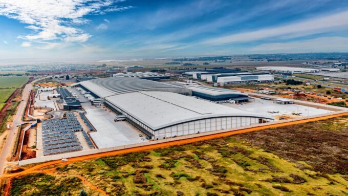 Aerial view of the massive Pick n Pay Eastport Distribution Centre in Gauteng, demonstrating Specifusion